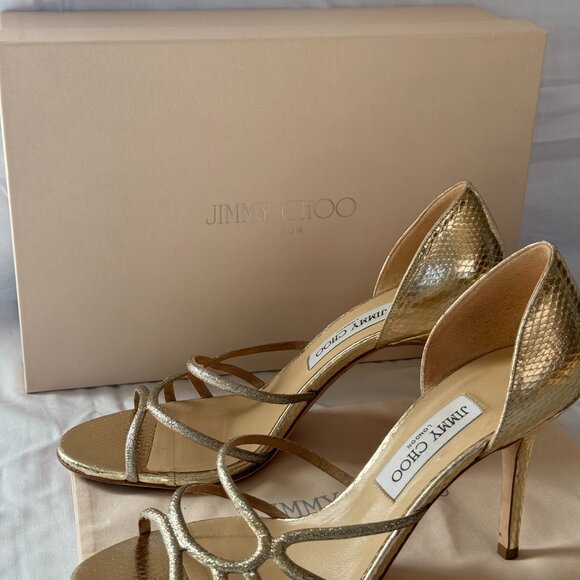 JIMMY CHOO Straits D'Orsay Gold Sandals (Size 39.5 IT, 9.5 US) - Picture 4 of 7